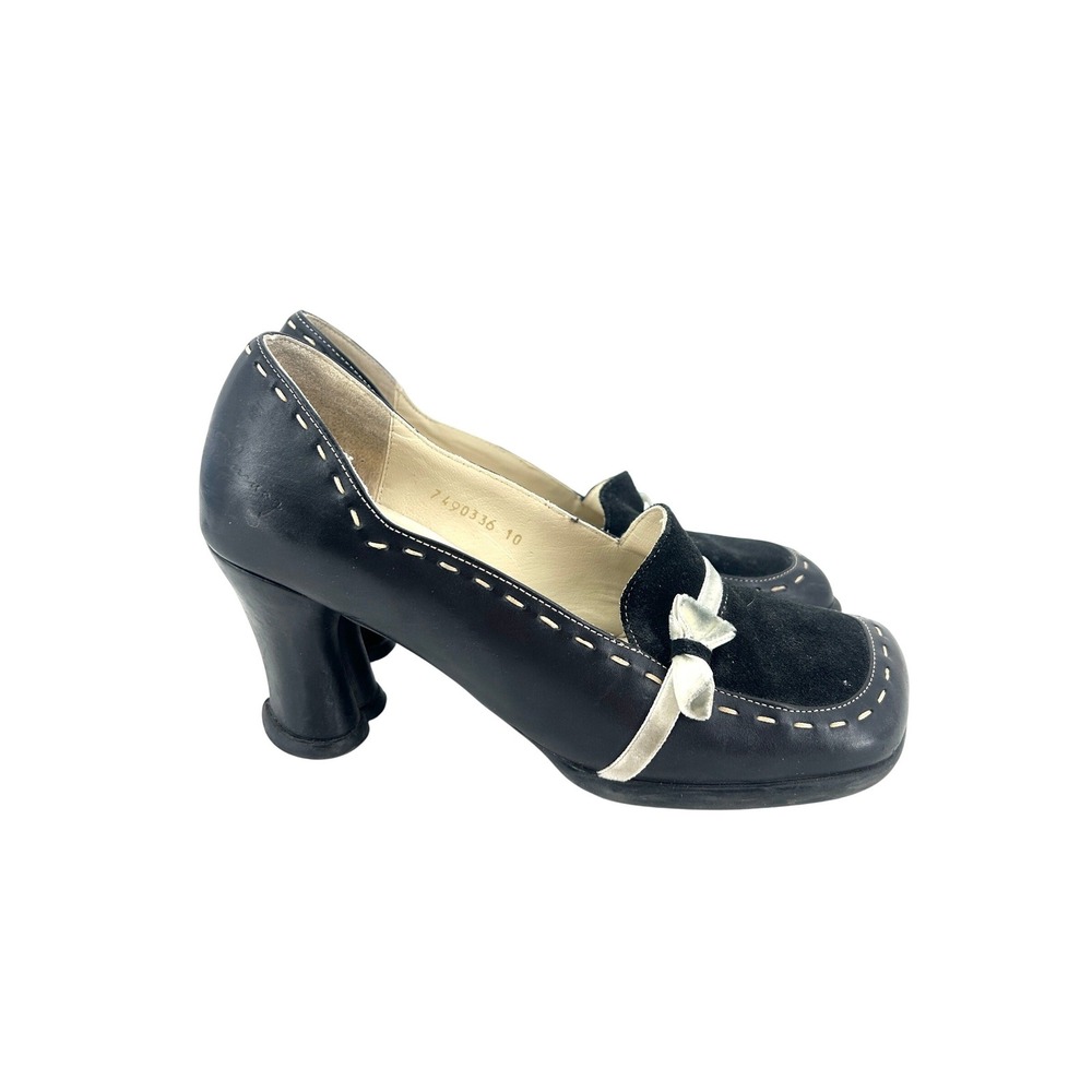 John Fluevog Hi‎ Choice Bow Block Heel Heart Pumps Womens 10